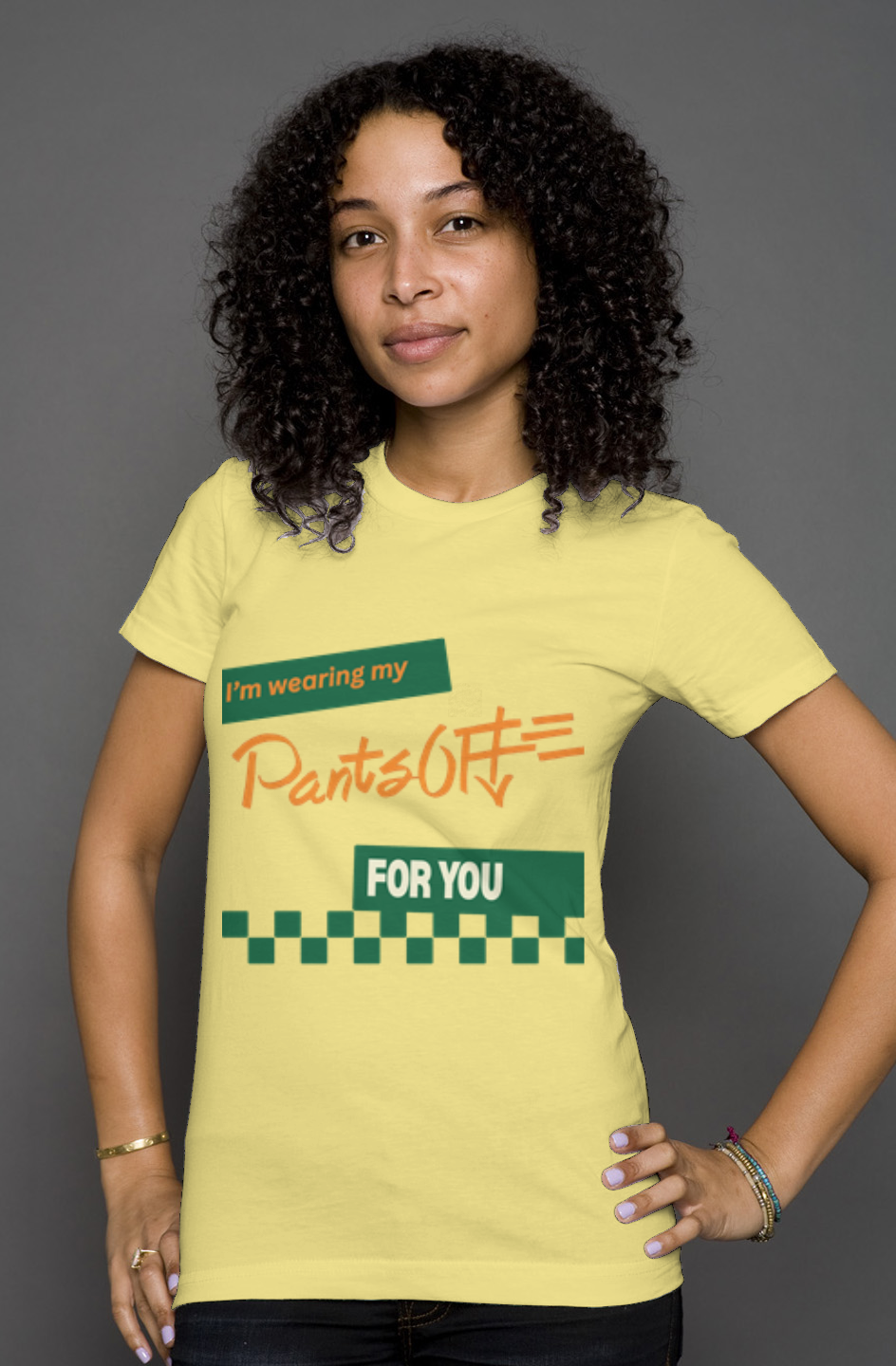 Women's Wearing PANTSOFF Yellow Supersoft Feel Tee 