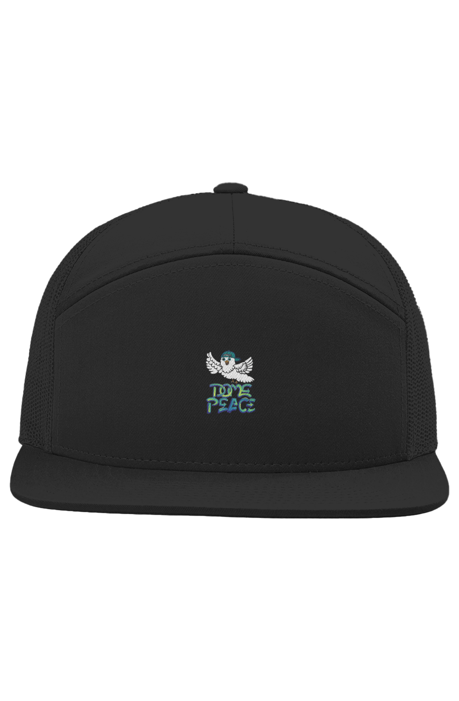 Men's 7 Panel DOME PEACE Black Dove Outline Cap 