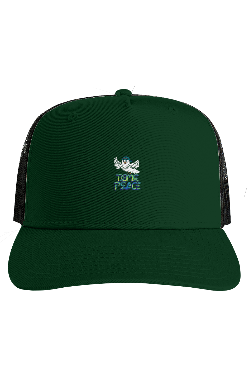 DOME PEACE Black and Green Mesh Trucker Cap