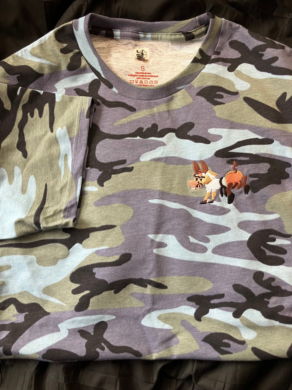 HIYAFURYASS Embroidered Ass Cotton Camo Tee